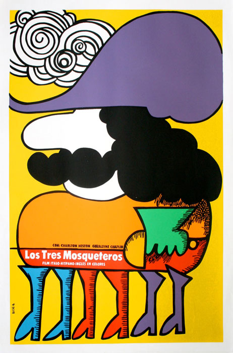 Cartel Los tres mosqueteros, de Eduardo Muñoz Bachs. 1976.