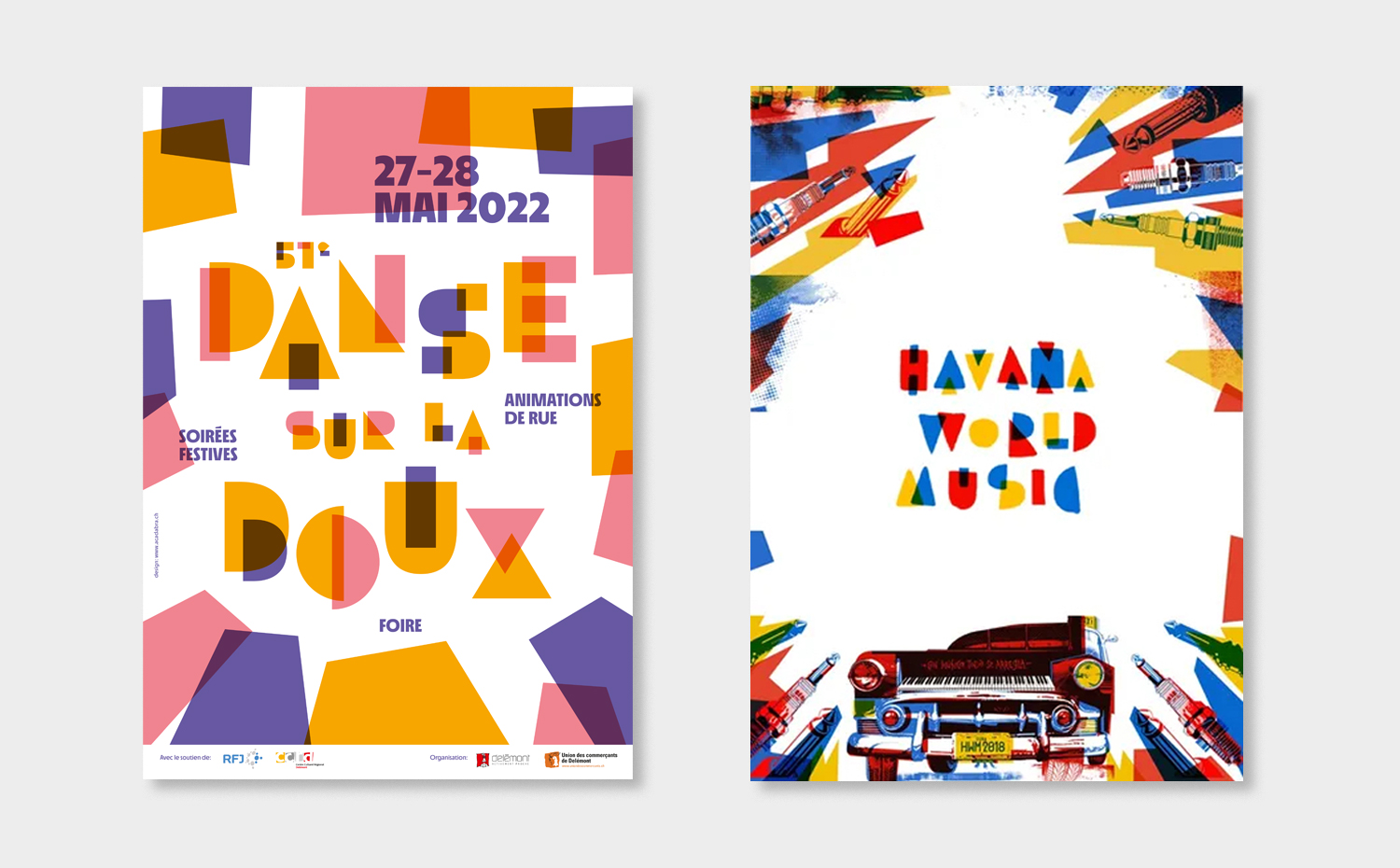 Afiches de la Danse sur la Doux (Suiza) y del Havana World Music Festival.